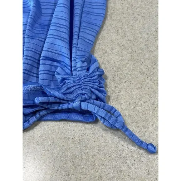 NWT-ZeroXposure 2 in 1 ruched Athletic Blue Floral Built In Bra Tank Top Size M - Picture 3 of 6